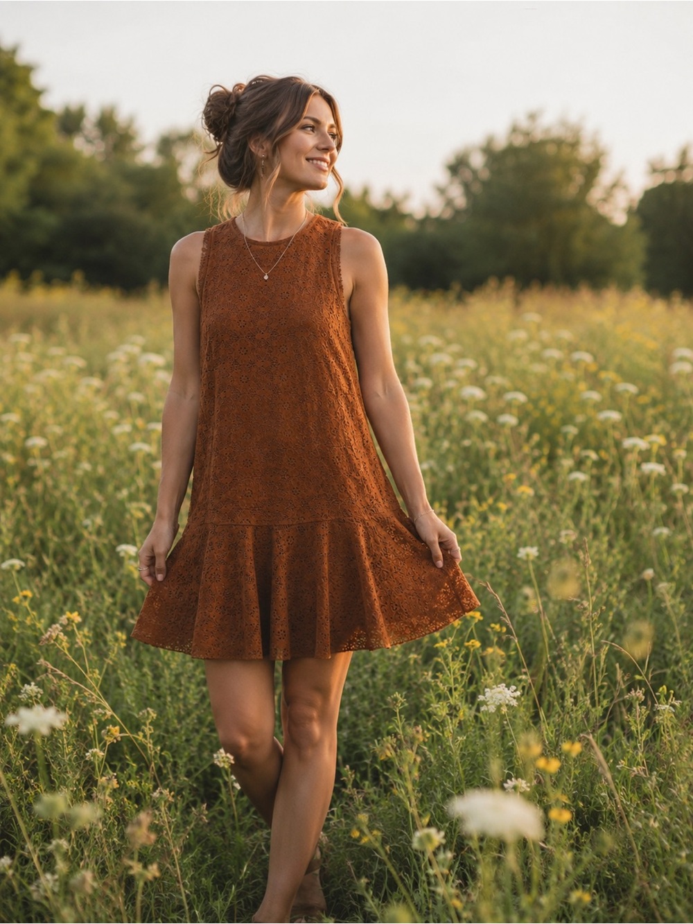Anthropologie Maeve Amis lace drop-waist swing dress